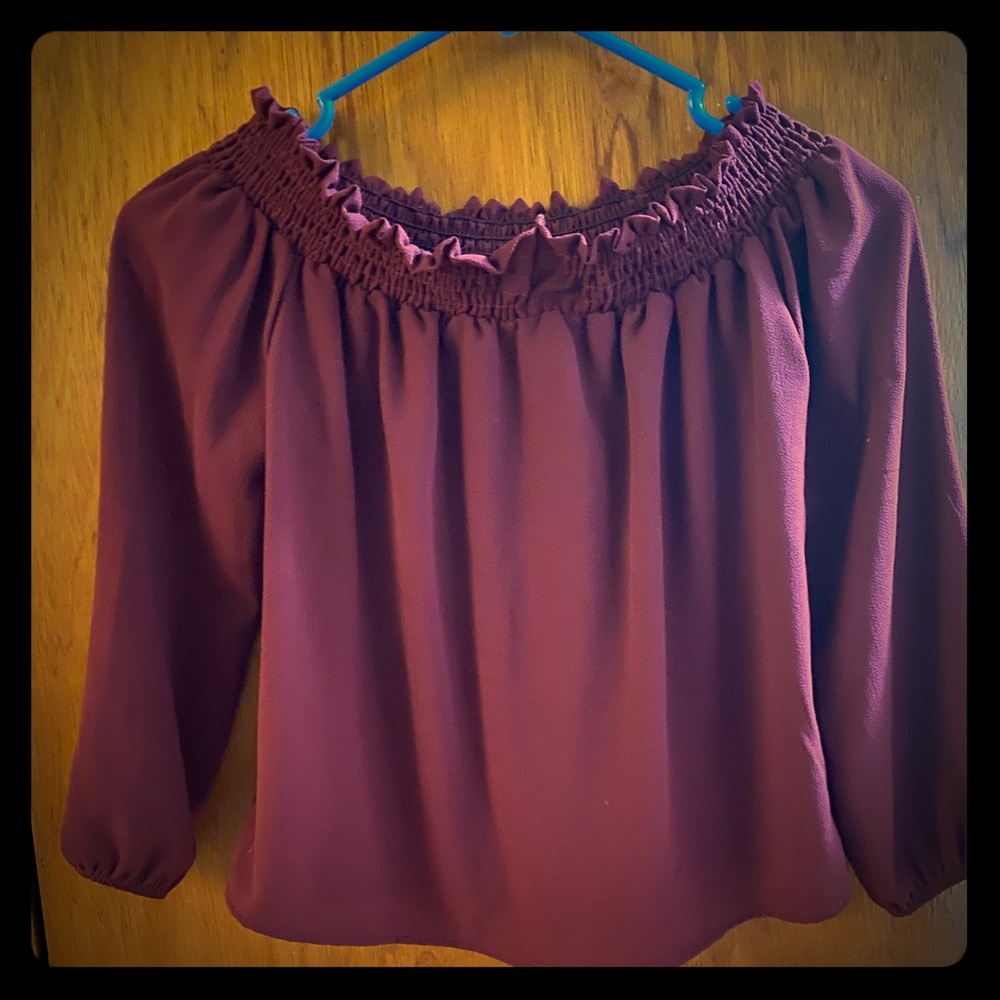 Off-Shoulder Maroon Shirt